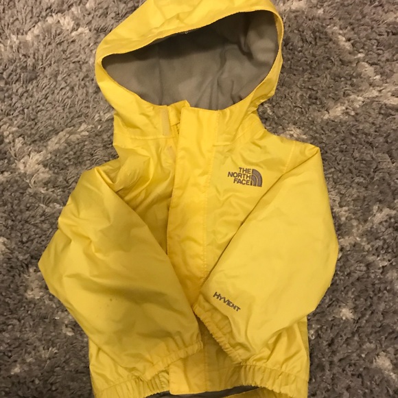 north face yellow rain jacket